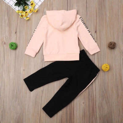 Newborn Kids Baby Girls Hooded Tops T-shirt Pants Tracksuit Sports Suit Outfits