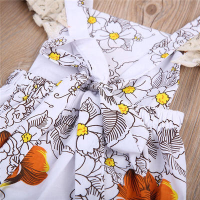 Toddler Infant Baby Girls Lace Floral Rompers Bodysuit Jumpsuit Outfits UK Stock