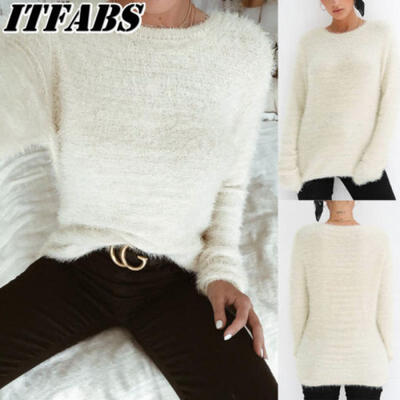 Women Long Sleeve Knitted Sweatshirt Pullover Long Sleeve Top Blouse Jumper Coat