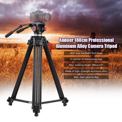Andoer Professional Aluminum Alloy Video Camera Tripod with Dual Handled Fluid Hydraulic Head for Canon Nikon Sony DSLR Camera Cam
Andoer Professional Aluminum Alloy Video Camera Tripod with Dual Handled Fluid Hydraulic Head for Canon Nikon Sony DSLR Camera Cam