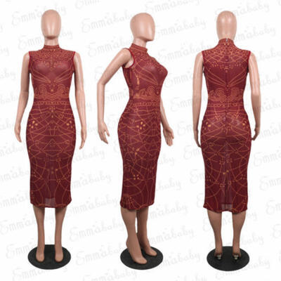 AU Women Bandage Bodycon Sleeveless Evening Party Cocktail Lace Short Dress