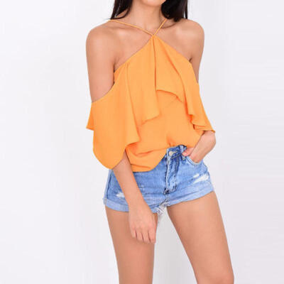 Womens Off Shoulder Strap Chiffon T-Shirt Ladies Summer Casual Tops Blouse Sexy
Womens Off Shoulder Strap Chiffon T-Shirt Ladies Summer Casual Tops Blouse Sexy