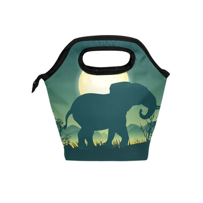 Lunch Tote Bag Moonlight And Elephant Travel Picnic Insulated Lunch Handbags Portable Zipper Lunch Bag Box 
Lunch Tote Bag Moonlight And Elephant Travel Picnic Insulated Lunch Handbags Portable Zipper Lunch Bag Box