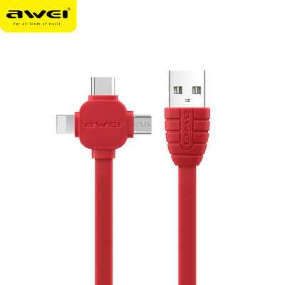 AWEI CL-82 3 in 1 Charging Cable Lightning Type-C Micro USB Quick Charge Cable Transfer Data Cord Data Sync for iPhone X 8 7 Samsu
AWEI CL-82 3 in 1 Charging Cable Lightning Type-C Micro USB Quick Charge Cable Transfer Data Cord Data Sync for iPhone X 8 7 Samsu