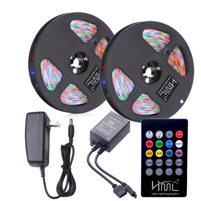 HML 2pcs 5M waterproof 24W RGB 2835 300 LED Strip Light - RGB with IR 20 Keys Music Remote Control&US Adapter
HML 2pcs 5M waterproof 24W RGB 2835 300 LED Strip Light - RGB with IR 20 Keys Music Remote Control&US Adapter