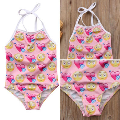 Toddler Kids Baby Girl expression Romper Straps Swimsuit Jumpsuit Clothes Outfit