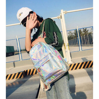 Women Girl Leather Hologram Bag Holographic Laser Backpack School Bookbag HOT
