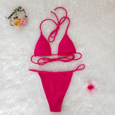 Womens Sexy Swimwear Bathing Bikini Set Padded Bandage Bra Push-up Swimsuit