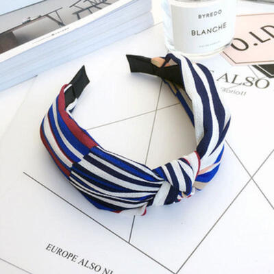Womens Headband Hairband Bow Knot Cross Stripes Cloth Headwrap Hair Band Hoop