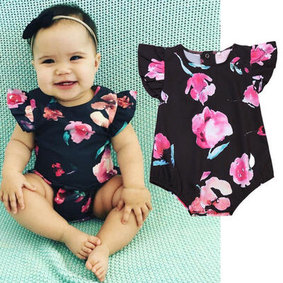 Summer Infant Baby Girl Bodysuit Floral Romper Jumpsuit Outfits Sunsuit Clothes