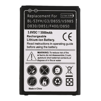 Вторичный 3000mah литий-ионный аккумулятор Замена для LG БЛ-53YH/Г3/D855 Новый
Вторичный 3000mah литий-ионный аккумулятор Замена для LG БЛ-53YH/Г3/D855 Новый