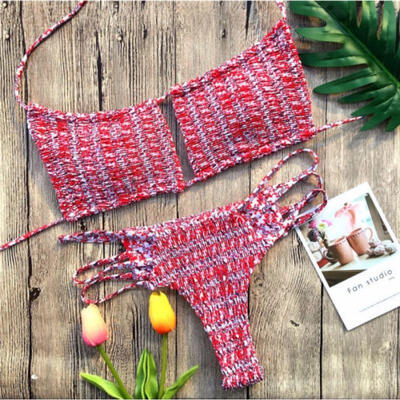 Fashion Women Bandage Padded Push-up Triangle Bikini Swimsuit Bathing Swimwear