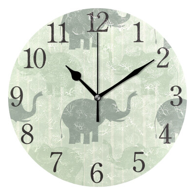 Wall Clock Stripe Elephant Round Wall Clock Arabic Numerals Design