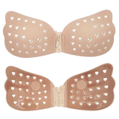 Women Strapless Invisible Bra Backless Self-Adhesive Push Up Sticky Bras Zipper