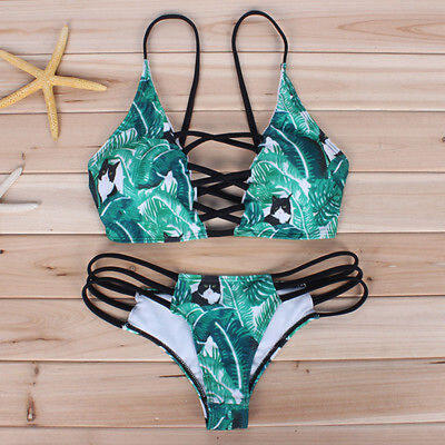 2017 Women Swimwear Bandage Bikini Set Push-up Padded Bra Bathing Suit Swimsuit