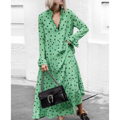 AU Womens Hot V Neck Long Sleeve Oversized Polka Dot Clubwear Maxi Casual Dress
AU Womens Hot V Neck Long Sleeve Oversized Polka Dot Clubwear Maxi Casual Dress