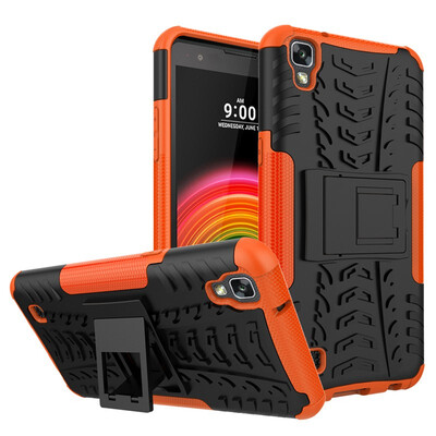 Fivice LG X Power Case TPU anti-fall tire pattern back clip bracket phone case