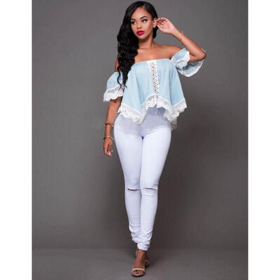 New Fashion Women Summer Cotton Blouse Off Shoulder Loose Casual T Shirt Tops 
New Fashion Women Summer Cotton Blouse Off Shoulder Loose Casual T Shirt Tops