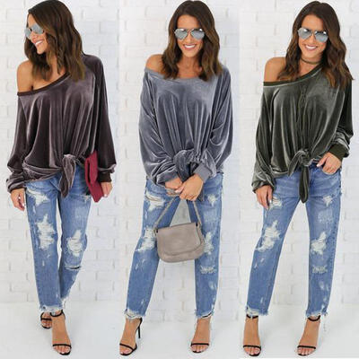 Womens Sexy Off Shoulder Long Sleeve Loose Tops T-shirt Velvet Tee Casual Shirt
Womens Sexy Off Shoulder Long Sleeve Loose Tops T-shirt Velvet Tee Casual Shirt