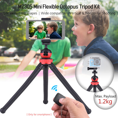 MZ305 Mini Flexible Octopus Tripod Spider Stand Holder with Phone Holder Phone Remote Controller Action Camera Connector for GoPro
MZ305 Mini Flexible Octopus Tripod Spider Stand Holder with Phone Holder Phone Remote Controller Action Camera Connector for GoPro