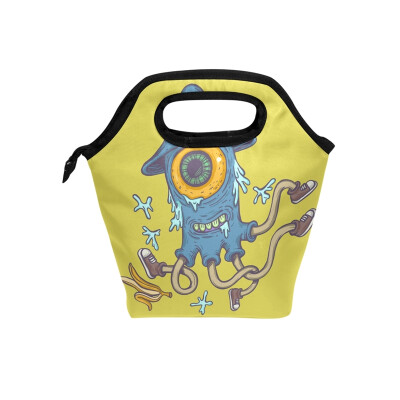 Insulated Lunch Tote Bag Blue Octopus Travel Picnic Lunch Handbags Portable Zipper Lunch Bag Box