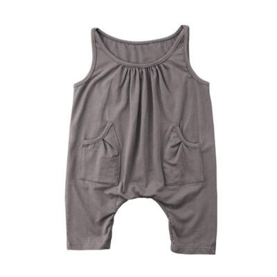 Sleeveless Toddler Kids Girls Pocket Romper Jumpsuit Playsuit Outfit Clothes
