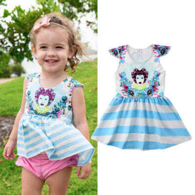 Kids Baby Girl Princess Floral Dress Party Cartoon Casual Dress Skirt Clothes US