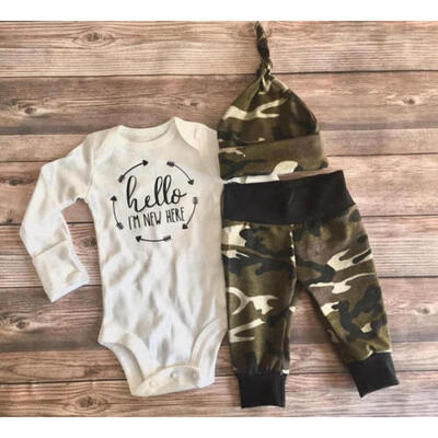 Newborn Baby Boys Kids Romper TopsLong Pants Hat 3Pcs Camo Outfits Clothes Sets
Newborn Baby Boys Kids Romper TopsLong Pants Hat 3Pcs Camo Outfits Clothes Sets
