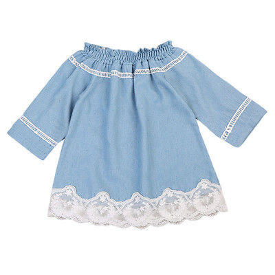 Cute Newborn Baby Girls Long Sleeve Off Shoulder Denim Lace Dress Party Clothes
Cute Newborn Baby Girls Long Sleeve Off Shoulder Denim Lace Dress Party Clothes