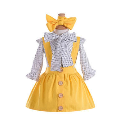 3pcs Infant Newborn Baby Girl Outfits Set Long Sleeve TopsSkirt DressHeadband