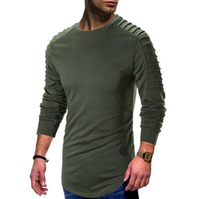 Mens Slim Fit O Neck Long Sleeve Muscle Tee Shirts Casual T-shirt Tops Blouse