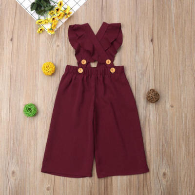 Toddler Baby Girl Bib Pant Lace Jumpsuit Romper Bodysuit Outfit Trouser Overalls