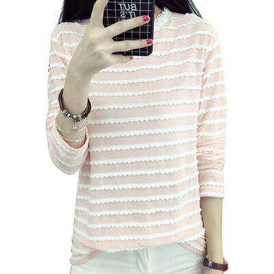 Longyue Women Korean Stripe Lace Wave Long Sleeve T-Shirt Fashion Splice Long Sleeve Small Fresh Shirt LWTC172307 Pink M
Longyue Women Korean Stripe Lace Wave Long Sleeve T-Shirt Fashion Splice Long Sleeve Small Fresh Shirt LWTC172307 Pink M