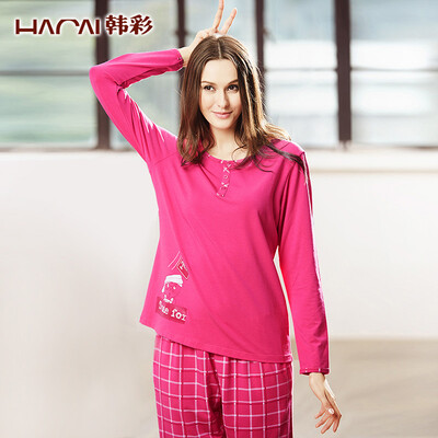 Han Cai HACAI pajamas long sleeves modal thin cartoon printing round neck home clothing suit rose powder 16085
Han Cai HACAI pajamas long sleeves modal thin cartoon printing round neck home clothing suit rose powder 16085
