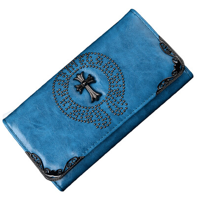 Porcelain Porcelain Wallets Women's Long Sliced European and American Rivets Multifunctional Dinner Bag Carrying Bag QB007 Black