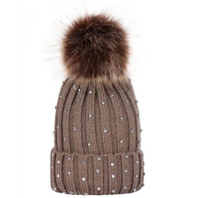 UK Newborn Baby Boy Girl Crystal Winter Warm Pom Pom Bobble Knit Beanie Hat Kid