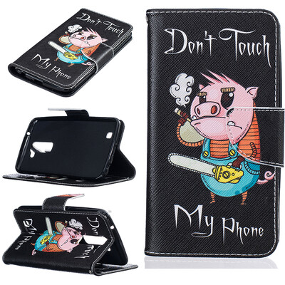 Pig Design PU Leather Flip Cover Wallet Card Holder Case for LG K10
