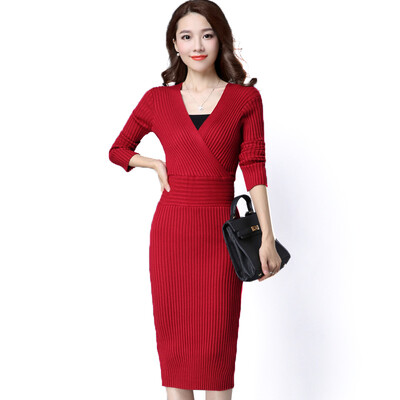 A pond morning 2017 fashion V collar Slim big yards underwear shirt high collar sweater women's hats in the long section of knitted sexy long-sleeved dress spring S63U9993 wine red
A pond morning 2017 fashion V collar Slim big yards underwear shirt high collar sweater women's hats in the long section of knitted sexy long-sleeved dress spring S63U9993 wine red