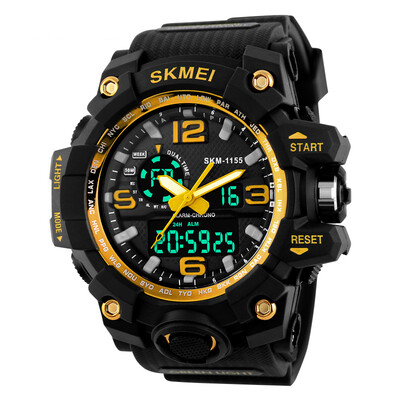 skmei watch sports running double display luminous electronic watch black trumpet