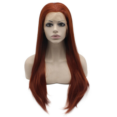 Iwona Synthetic Hair Lace Front Long Stright Burgundy Red Wig