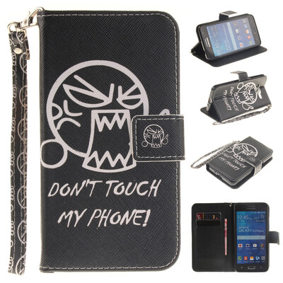 Do not touch me Design PU Leather Flip Cover Wallet Card Holder Case for SAMSUNG GALAXY Grand Prime G530