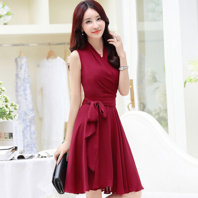 A morning 2017 Korean version of the skirt female fashion waist was thin large size sleeveless V-neck yarn dress summer S62A0077A3S wine red
A morning 2017 Korean version of the skirt female fashion waist was thin large size sleeveless V-neck yarn dress summer S62A0077A3S wine red