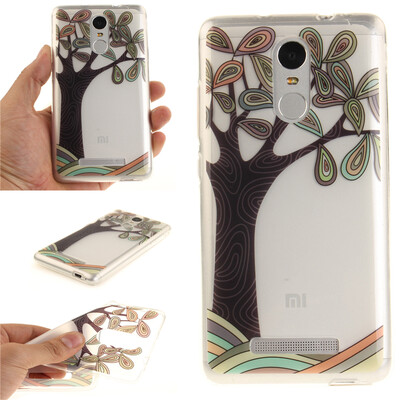 Hand painted trees Pattern Soft Thin TPU Rubber Silicone Gel Case Cover for XiaoMi RedMi Note3