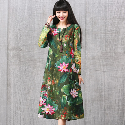 MaxWay женщин 2017 Китай Ветер ретро печати платье лотоса национального ветра с длинными рукавами хлопок дышащий и удобное платье MW096 костюм M
MaxWay женщин 2017 Китай Ветер ретро печати платье лотоса национального ветра с длинными рукавами хлопок дышащий и удобное платье MW096 костюм M