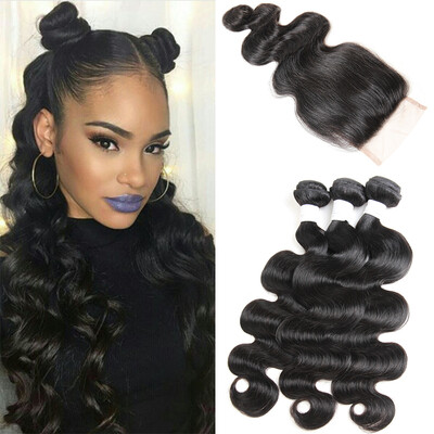 Brazilian Body Wave Hair 3 Bundles With 1PC Lace Closure 4x4 Part 100% Human Hair Weave Brazilian Virgin Hair With Closure
Brazilian Body Wave Hair 3 Bundles With 1PC Lace Closure 4x4 Part 100% Human Hair Weave Brazilian Virgin Hair With Closure