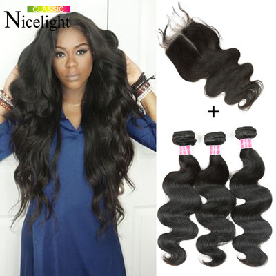 Nicelight Hair Brazilian Virgin Hair With Closure 3 Bundles Lace Closure Body Wave With Closure HumanHair Silk Base Closure
Nicelight Hair Brazilian Virgin Hair With Closure 3 Bundles Lace Closure Body Wave With Closure HumanHair Silk Base Closure