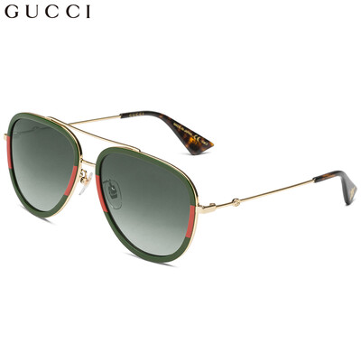 GUCCI Gucci eyewear sunglasses ladies sunglasses pilot frame metal frame GG0062S-003 red&green frame gradient green lens 57mm