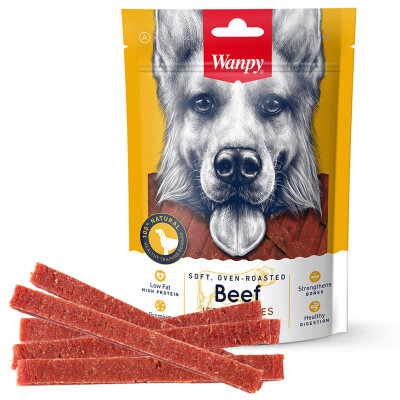 Naughty (Wanpy) export equipment self-made pet food snacks dog snacks dog meat dry soft beef cut 100g
Naughty (Wanpy) export equipment self-made pet food snacks dog snacks dog meat dry soft beef cut 100g