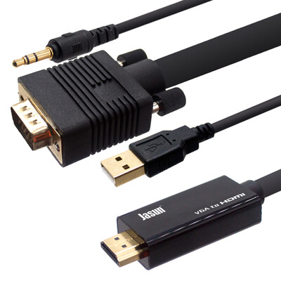 JASUN VGA to HDMI conversion cable 12 meters high-definition TV monitor line notebook desktop TV projector support 1080P JS-086 
JASUN VGA to HDMI conversion cable 12 meters high-definition TV monitor line notebook desktop TV projector support 1080P JS-086