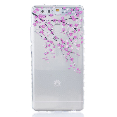 Peach blossom Pattern Soft Thin TPU Rubber Silicone Gel Case Cover for HUAWEI P9